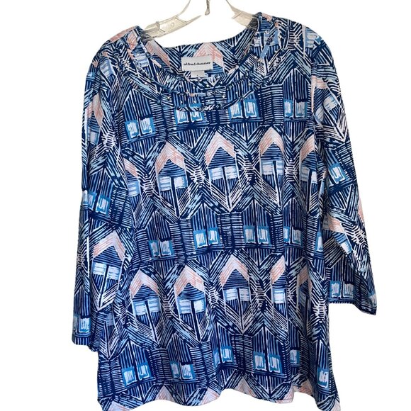 Alfred Dunner 3/4 sleeve geometric pattern top, Size Large GUC - Picture 3 of 4